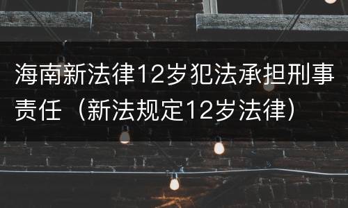 海南新法律12岁犯法承担刑事责任（新法规定12岁法律）