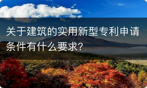 关于建筑的实用新型专利申请条件有什么要求？