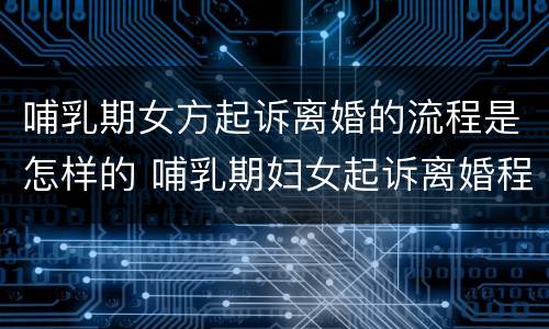 哺乳期女方起诉离婚的流程是怎样的 哺乳期妇女起诉离婚程序