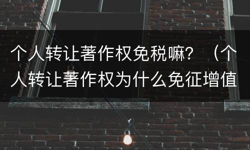 个人转让著作权免税嘛？（个人转让著作权为什么免征增值税）