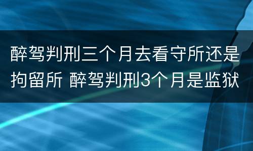 醉驾判刑三个月去看守所还是拘留所 醉驾判刑3个月是监狱还是看守所
