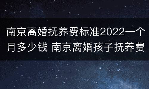 南京离婚抚养费标准2022一个月多少钱 南京离婚孩子抚养费多少钱一个月