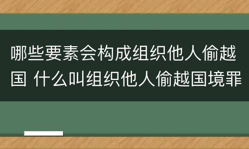 哪些要素会构成组织他人偷越国 什么叫组织他人偷越国境罪