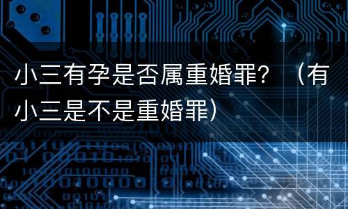 小三有孕是否属重婚罪？（有小三是不是重婚罪）