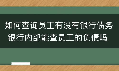 如何查询员工有没有银行债务 银行内部能查员工的负债吗
