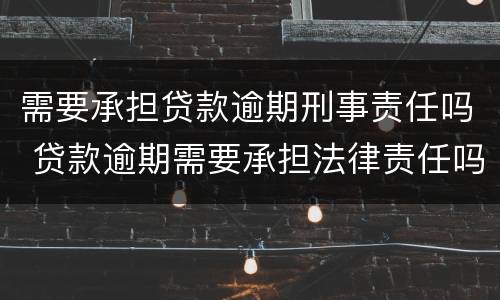需要承担贷款逾期刑事责任吗 贷款逾期需要承担法律责任吗