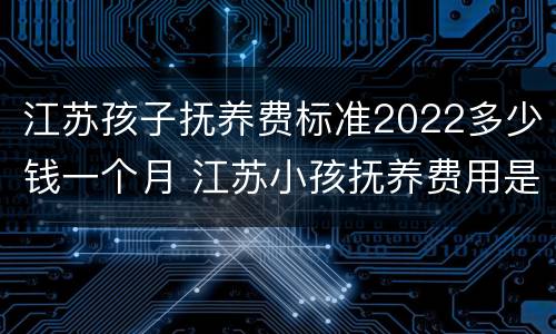 江苏孩子抚养费标准2022多少钱一个月 江苏小孩抚养费用是多少