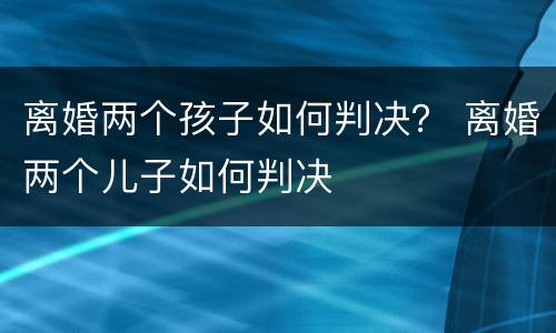 离婚两个孩子如何判决？ 离婚两个儿子如何判决