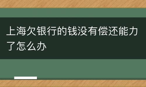 上海欠银行的钱没有偿还能力了怎么办