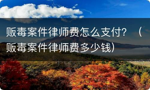 贩毒案件律师费怎么支付？（贩毒案件律师费多少钱）
