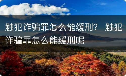 触犯诈骗罪怎么能缓刑？ 触犯诈骗罪怎么能缓刑呢