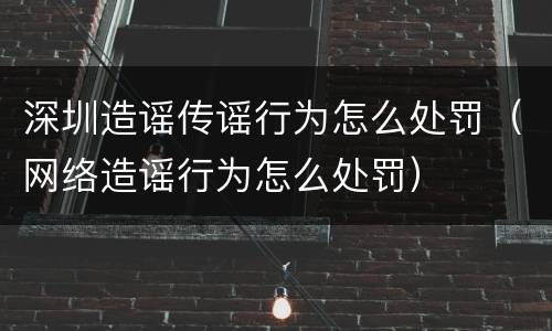 深圳造谣传谣行为怎么处罚（网络造谣行为怎么处罚）