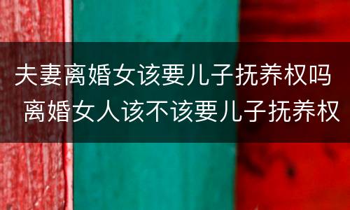 夫妻离婚女该要儿子抚养权吗 离婚女人该不该要儿子抚养权
