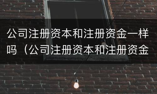 公司注册资本和注册资金一样吗（公司注册资本和注册资金一样吗合法吗）
