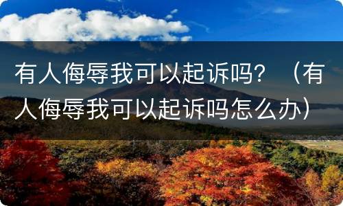 有人侮辱我可以起诉吗？（有人侮辱我可以起诉吗怎么办）