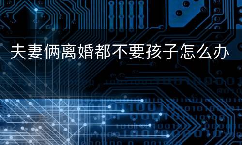 夫妻俩离婚都不要孩子怎么办