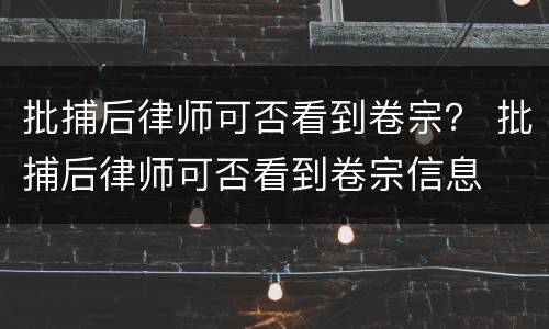 批捕后律师可否看到卷宗？ 批捕后律师可否看到卷宗信息