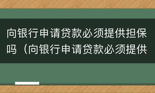 向银行申请贷款必须提供担保吗（向银行申请贷款必须提供担保吗）