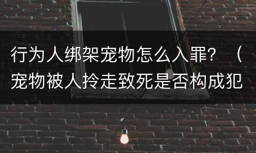 行为人绑架宠物怎么入罪？（宠物被人拎走致死是否构成犯罪）