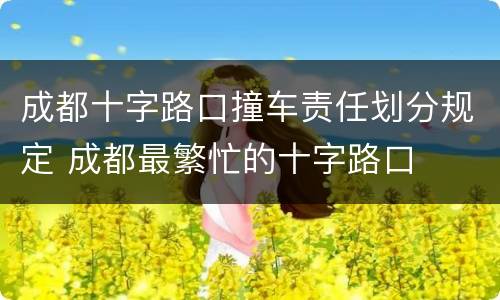 成都十字路口撞车责任划分规定 成都最繁忙的十字路口