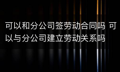 可以和分公司签劳动合同吗 可以与分公司建立劳动关系吗