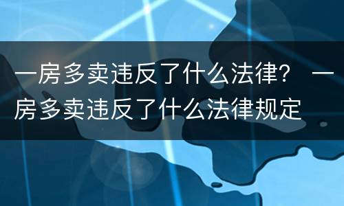 一房多卖违反了什么法律？ 一房多卖违反了什么法律规定