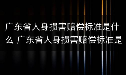 广东省人身损害赔偿标准是什么 广东省人身损害赔偿标准是什么样的