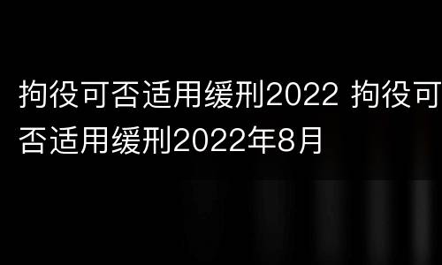 拘役可否适用缓刑2022 拘役可否适用缓刑2022年8月