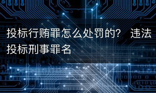投标行贿罪怎么处罚的？ 违法投标刑事罪名