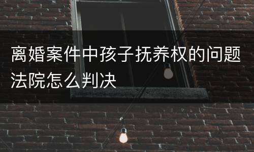 离婚案件中孩子抚养权的问题法院怎么判决