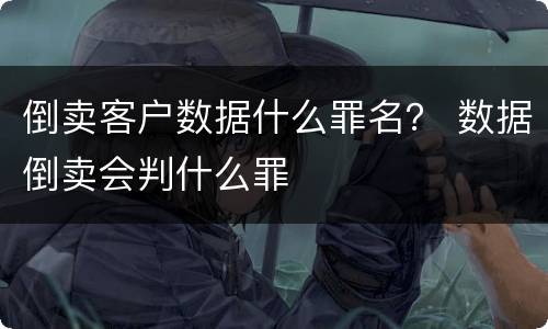 倒卖客户数据什么罪名？ 数据倒卖会判什么罪