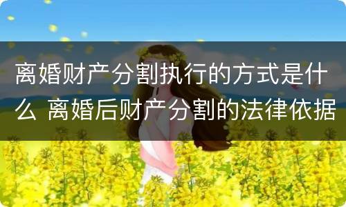 离婚财产分割执行的方式是什么 离婚后财产分割的法律依据