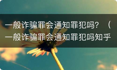 一般诈骗罪会通知罪犯吗？（一般诈骗罪会通知罪犯吗知乎）