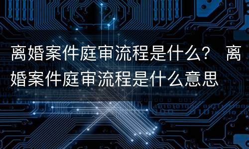 离婚案件庭审流程是什么？ 离婚案件庭审流程是什么意思