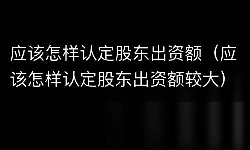 应该怎样认定股东出资额（应该怎样认定股东出资额较大）