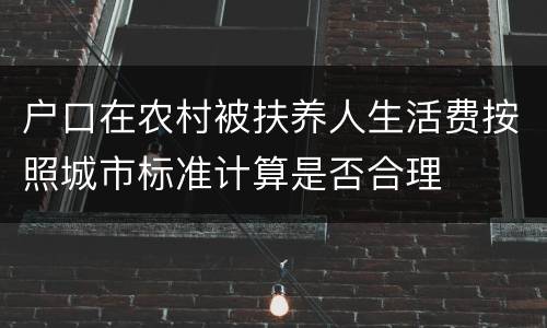 户口在农村被扶养人生活费按照城市标准计算是否合理