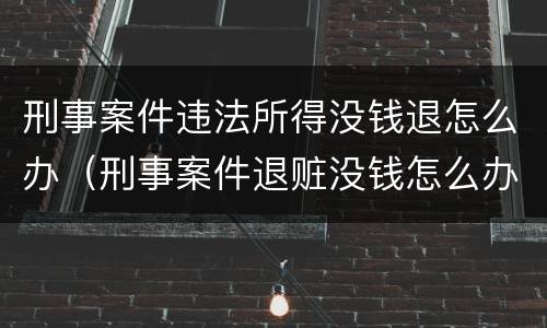 刑事案件违法所得没钱退怎么办（刑事案件退赃没钱怎么办）