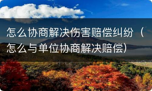 怎么协商解决伤害赔偿纠纷（怎么与单位协商解决赔偿）