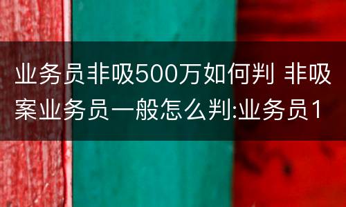 业务员非吸500万如何判 非吸案业务员一般怎么判:业务员1000万业绩