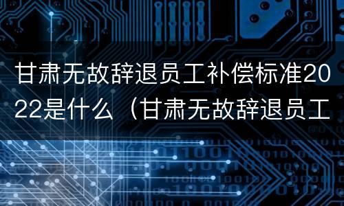 甘肃无故辞退员工补偿标准2022是什么（甘肃无故辞退员工补偿标准2022是什么时候发）