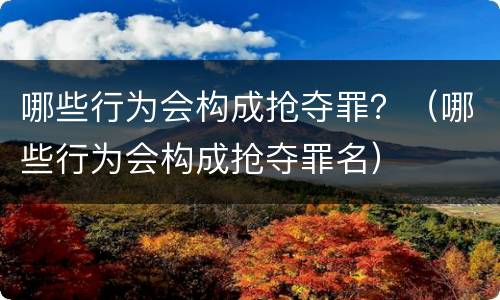 哪些行为会构成抢夺罪？（哪些行为会构成抢夺罪名）