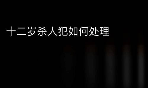 十二岁杀人犯如何处理