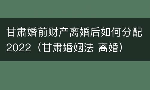 甘肃婚前财产离婚后如何分配2022（甘肃婚姻法 离婚）