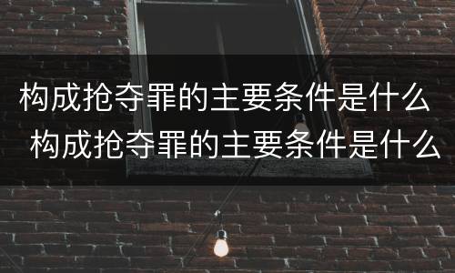 构成抢夺罪的主要条件是什么 构成抢夺罪的主要条件是什么