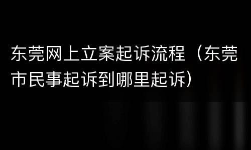 东莞网上立案起诉流程（东莞市民事起诉到哪里起诉）