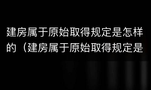 建房属于原始取得规定是怎样的（建房属于原始取得规定是怎样的法律）