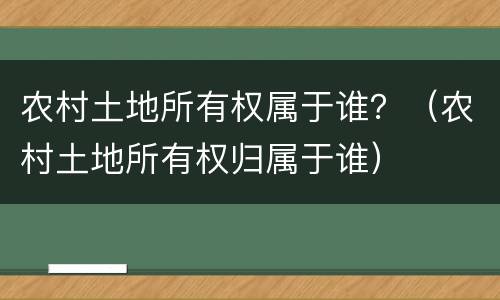 农村土地所有权属于谁？（农村土地所有权归属于谁）
