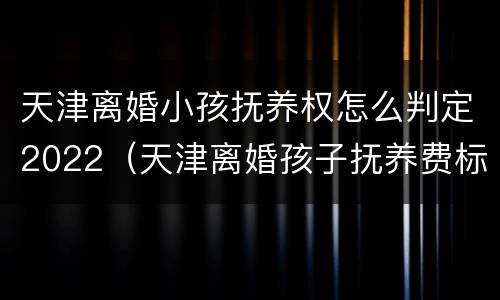 天津离婚小孩抚养权怎么判定2022（天津离婚孩子抚养费标准）
