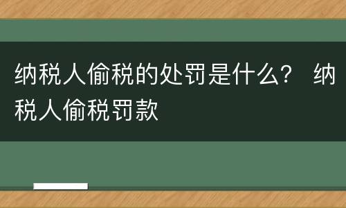 纳税人偷税的处罚是什么？ 纳税人偷税罚款