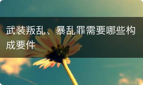 武装叛乱、暴乱罪需要哪些构成要件